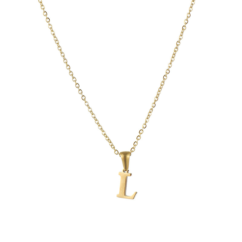 Gold color / 1 Piece Simple Series Simple Letter L Stainless Steel  Gold Color Women's Pendant Necklaces Picture12